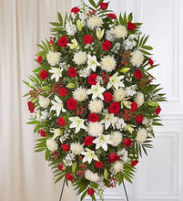 Load image into Gallery viewer, Red & White Sympathy Standing Spray