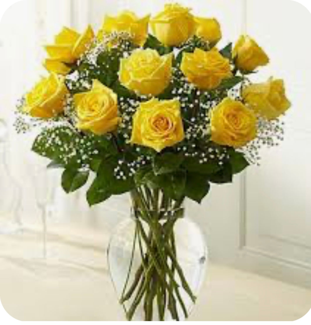 Dozen Yellow Long Stem Roses