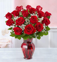 Load image into Gallery viewer, Red Roses with Baby Breath

